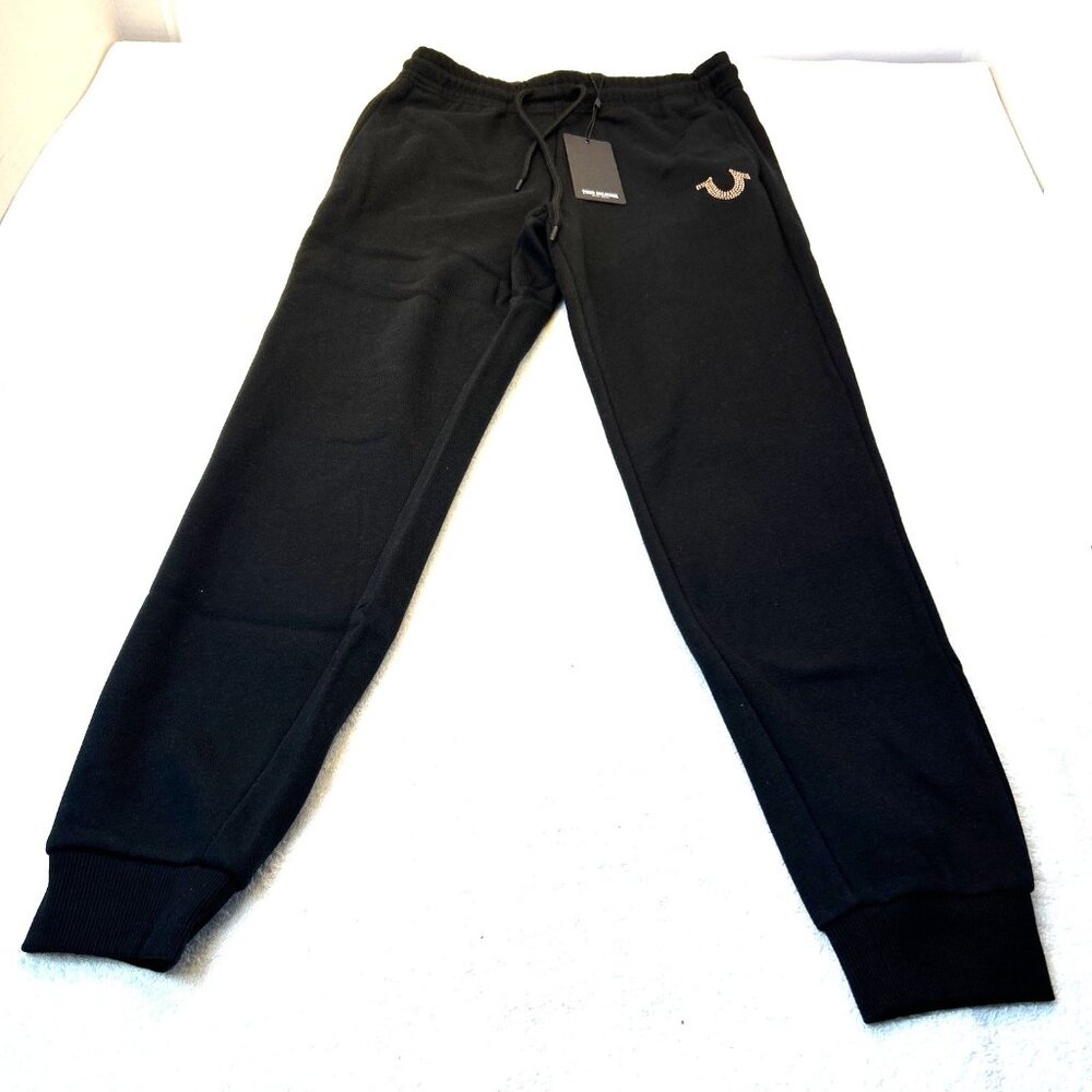 True Religion Black Global Jogger Sweats Foil Horseshoe Logo NWT Women Sz XS